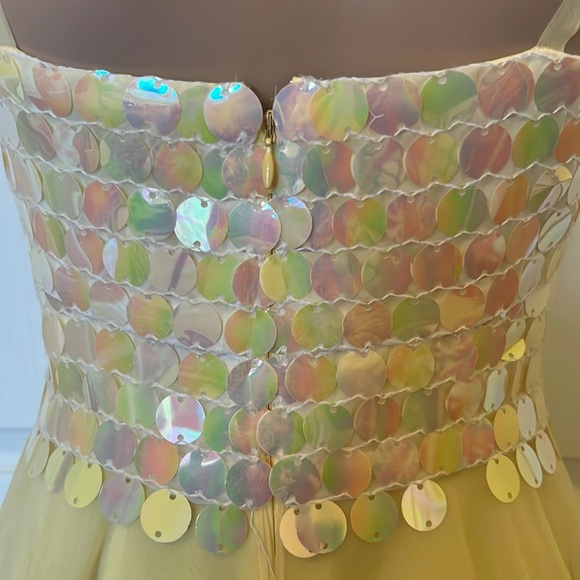 Alyce Designs yellow tulle and holographic sequin prom/bridesmaid/formal  size 6 - Picture 6 of 11